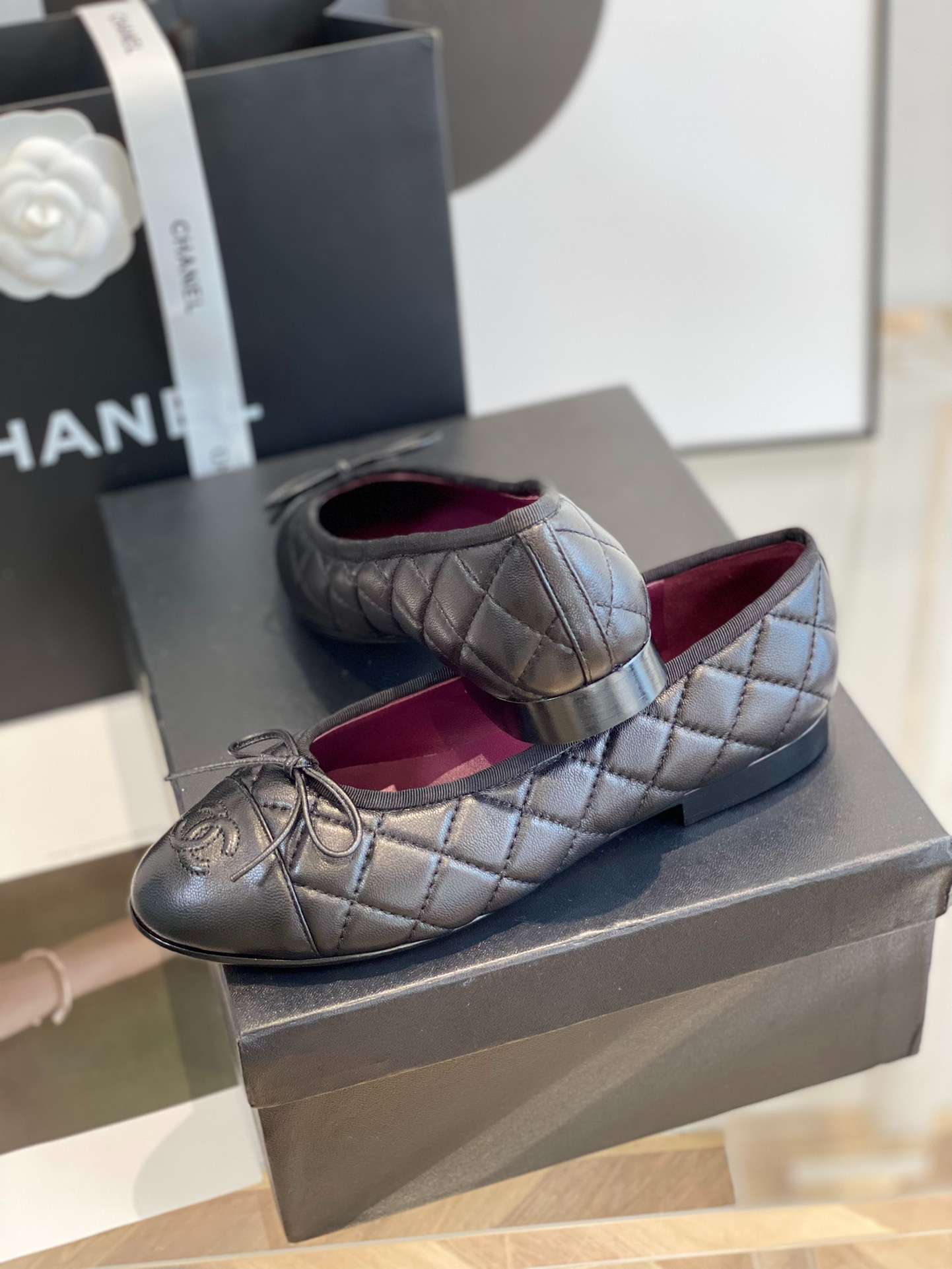 Ch**el Ballet Flats Black For Women