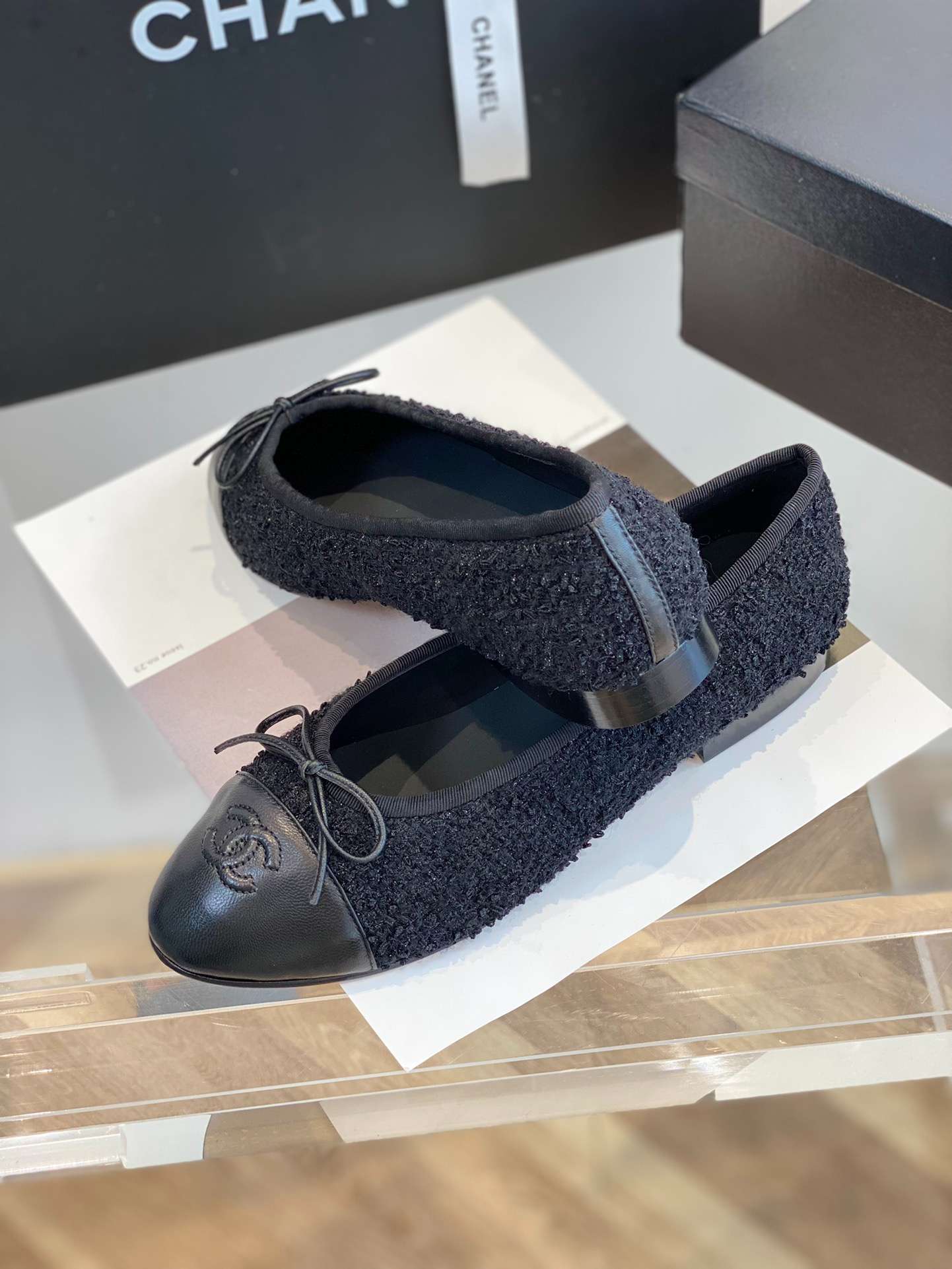 Ch**el Ballet Flats Black For Women