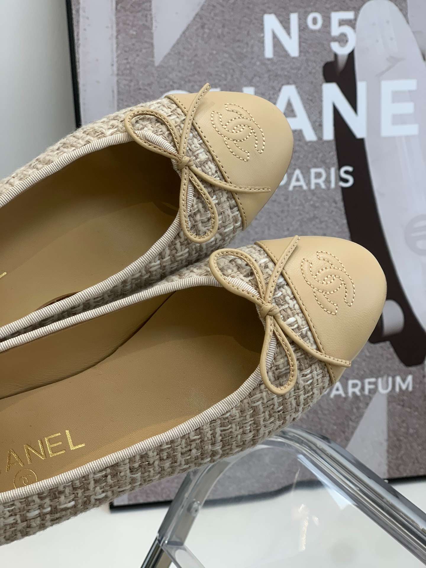 Ch**el Ballet Flats Beige For Women