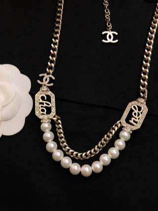 Ch**el Pearl Necklace Gold For Women