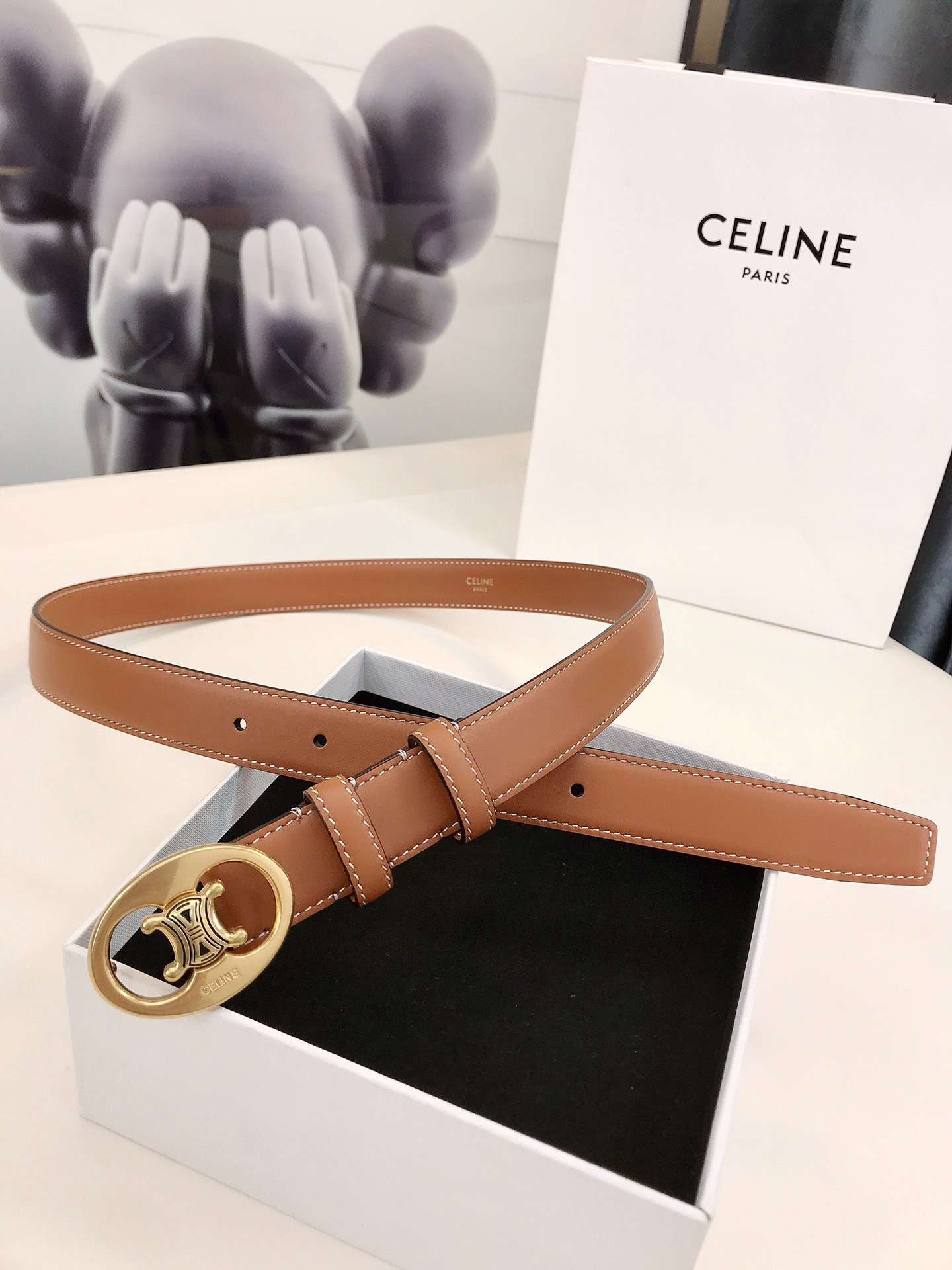 Ce1i*e Triomphe Belt Brown For Women