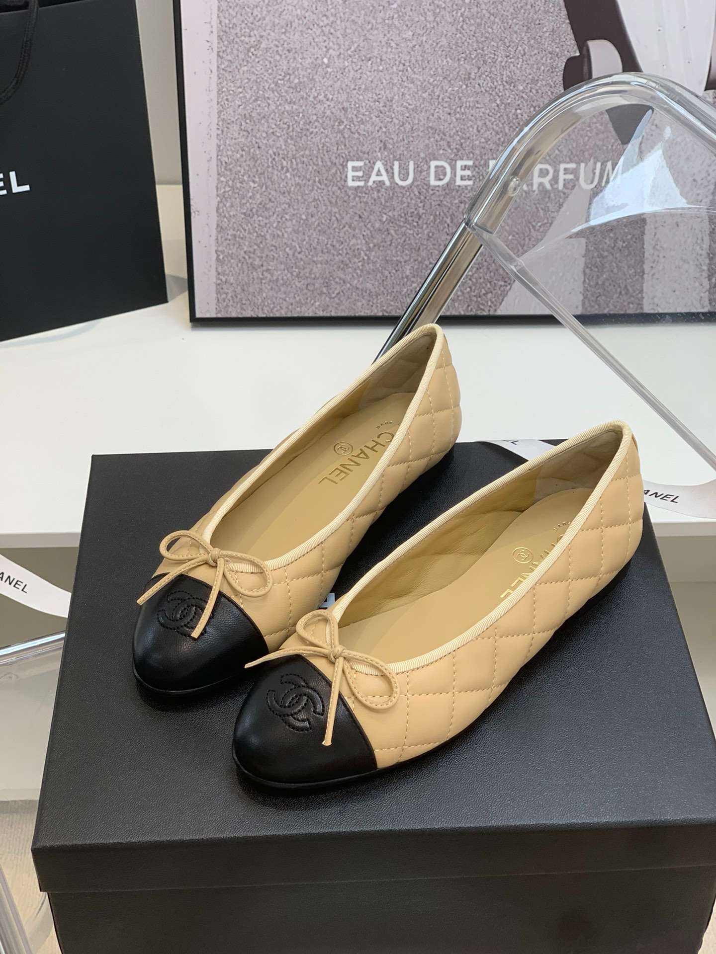 Ch**el Ballet Flats Beige For Women