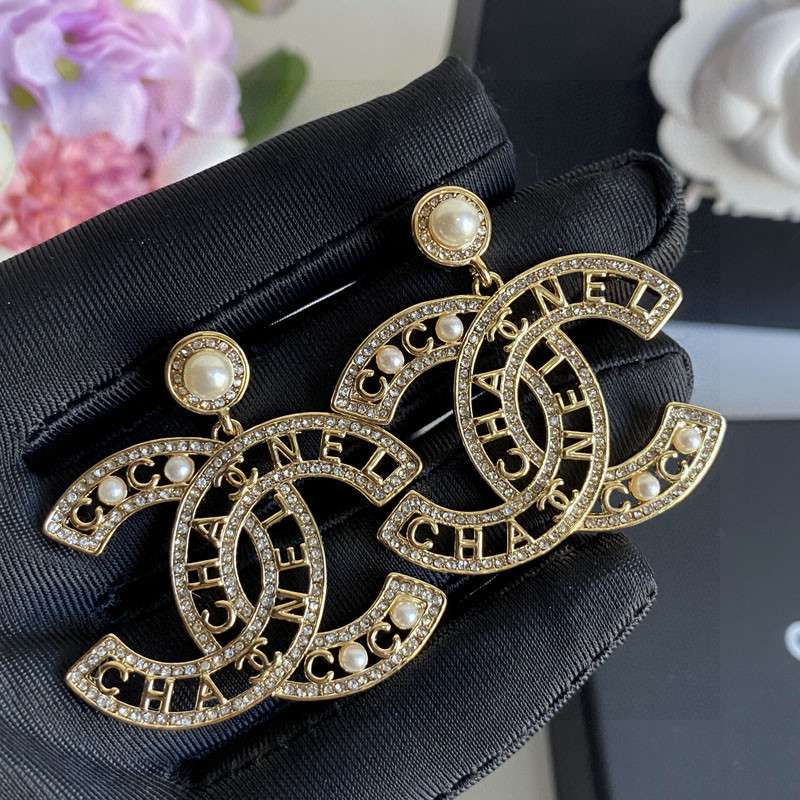 Ch**el CC Letter Earrings Gold For Women