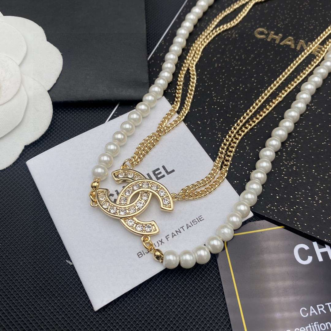 Ch**el Double C Necklace Gold For Women