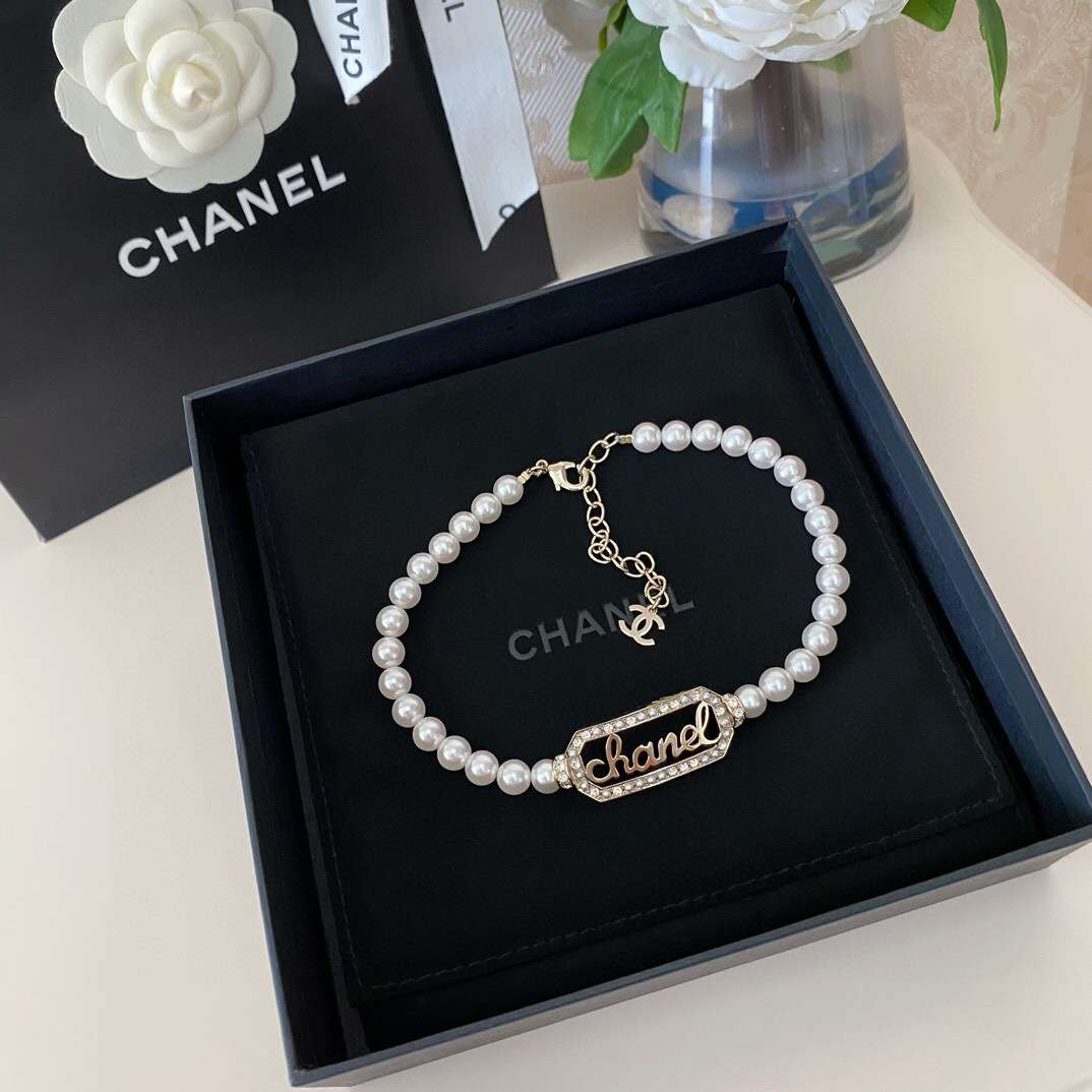 Ch**el Letter Necklace White For Women