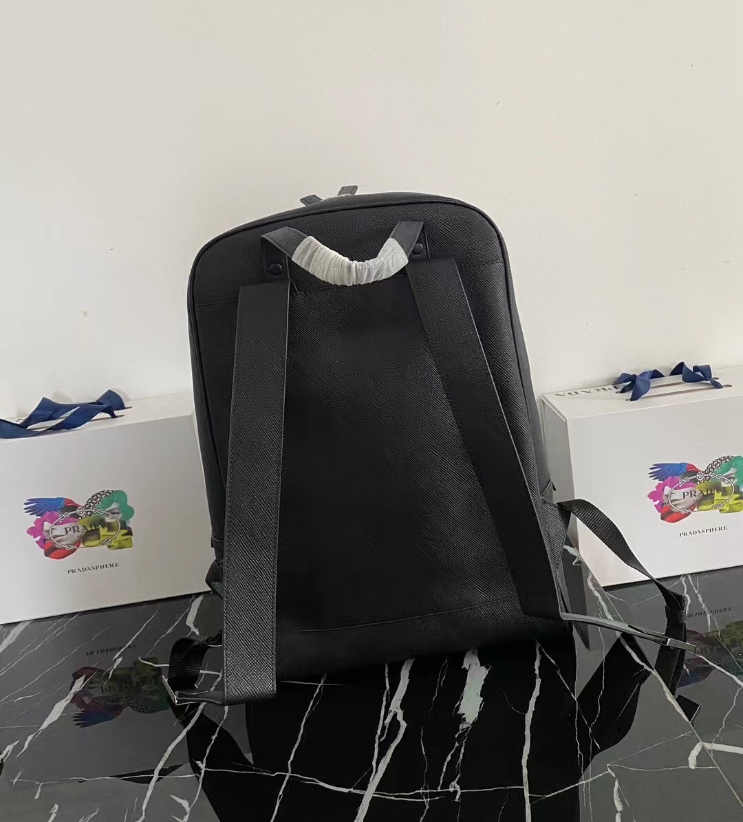 Pra*a Saffiano Backpack Black For Men 30cm / 11.8in 2VZ102_2FAD_F0002_V_OOO