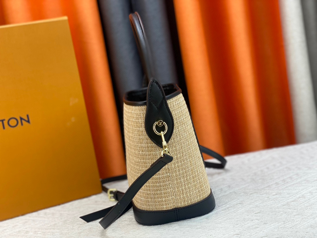 L0vis Vvtt0n Petit Bucket Raffia Beige For Women ‎9.4in/24cm LV M59961