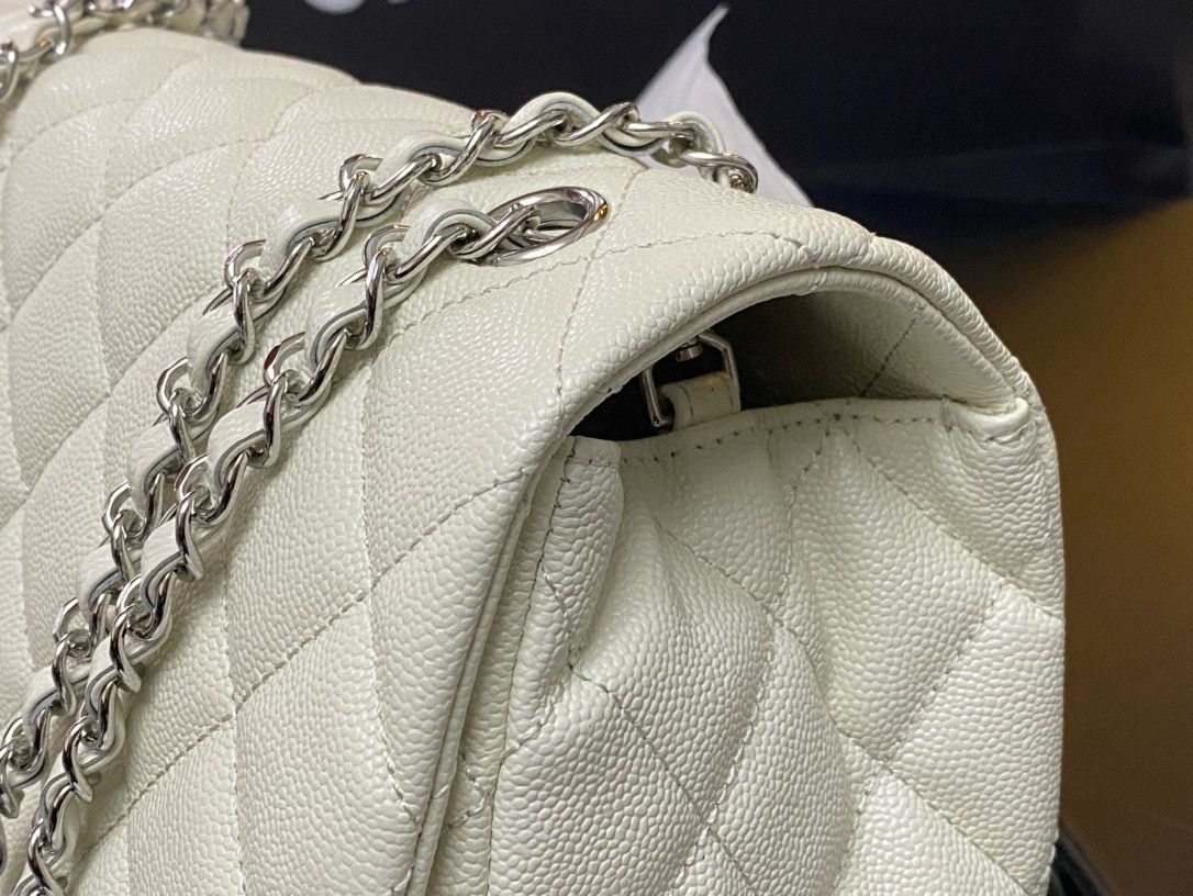 Ch**el Maxi Jumbo XL Classic Bag White For Women 35cm/13.8in