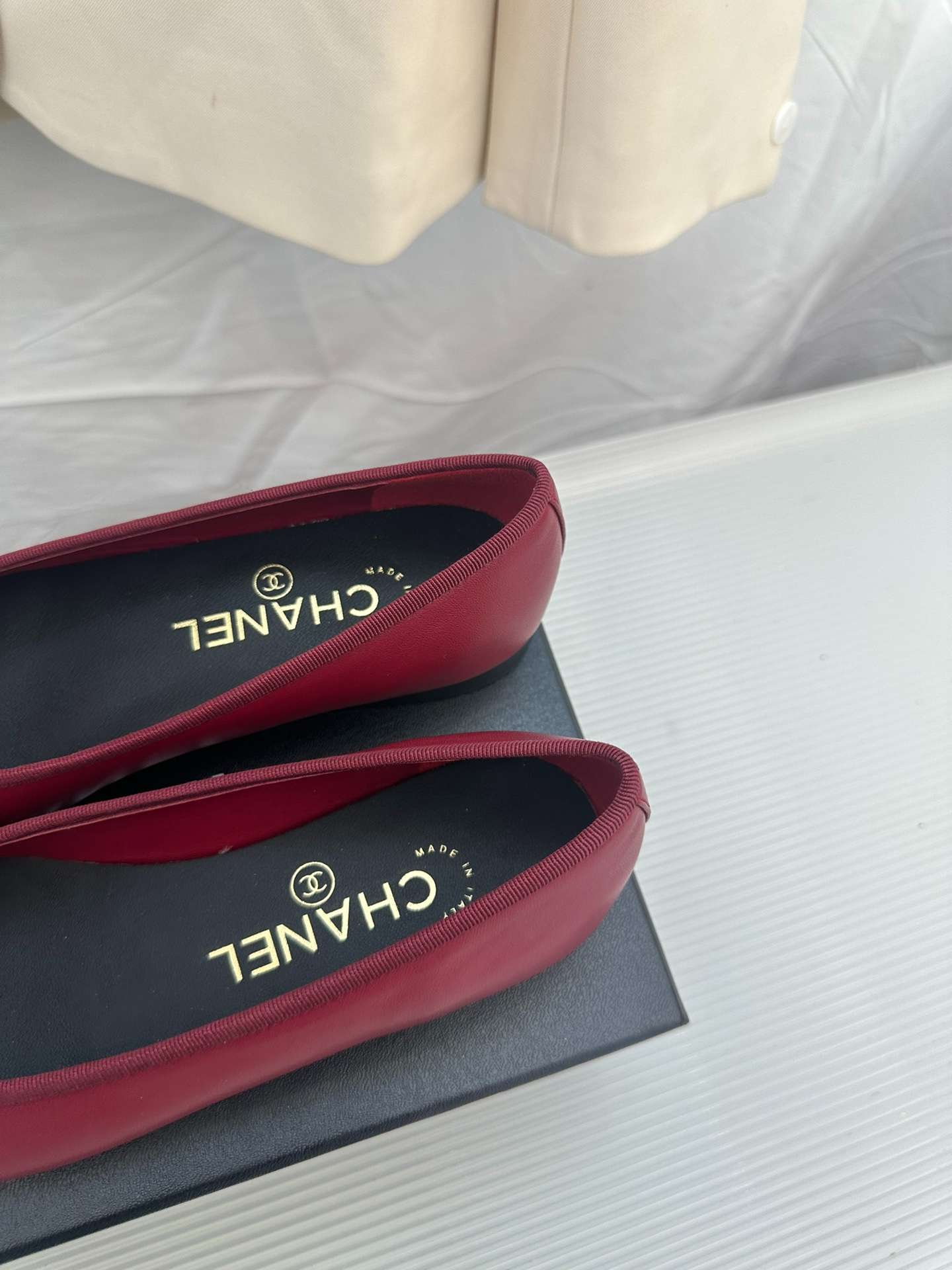 Ch**el Ballerina Logo Ballet Burgundy For Women