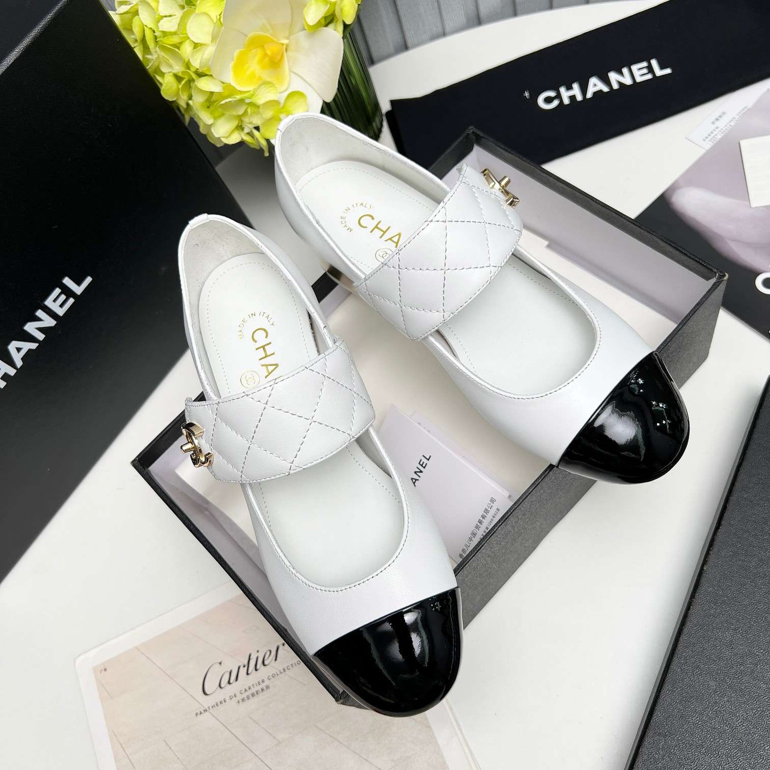 Ch**el Logo CC Mary Jane White For Women