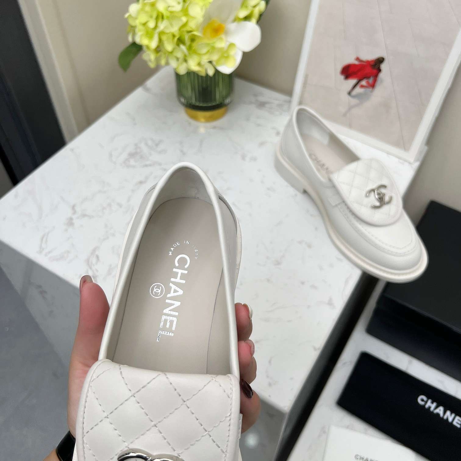 Ch**el Moccasins White For Women 36 EU – 5 US – 23 Cm – 9.05 In