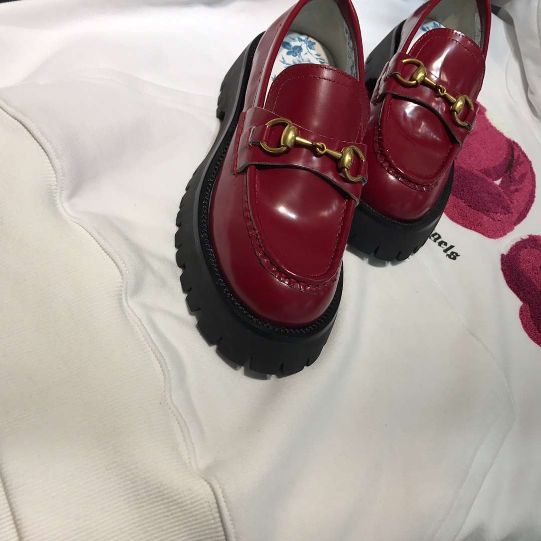 Gvc*1 Lug Sole Horsebit Accent Loafers Burgundy For Women