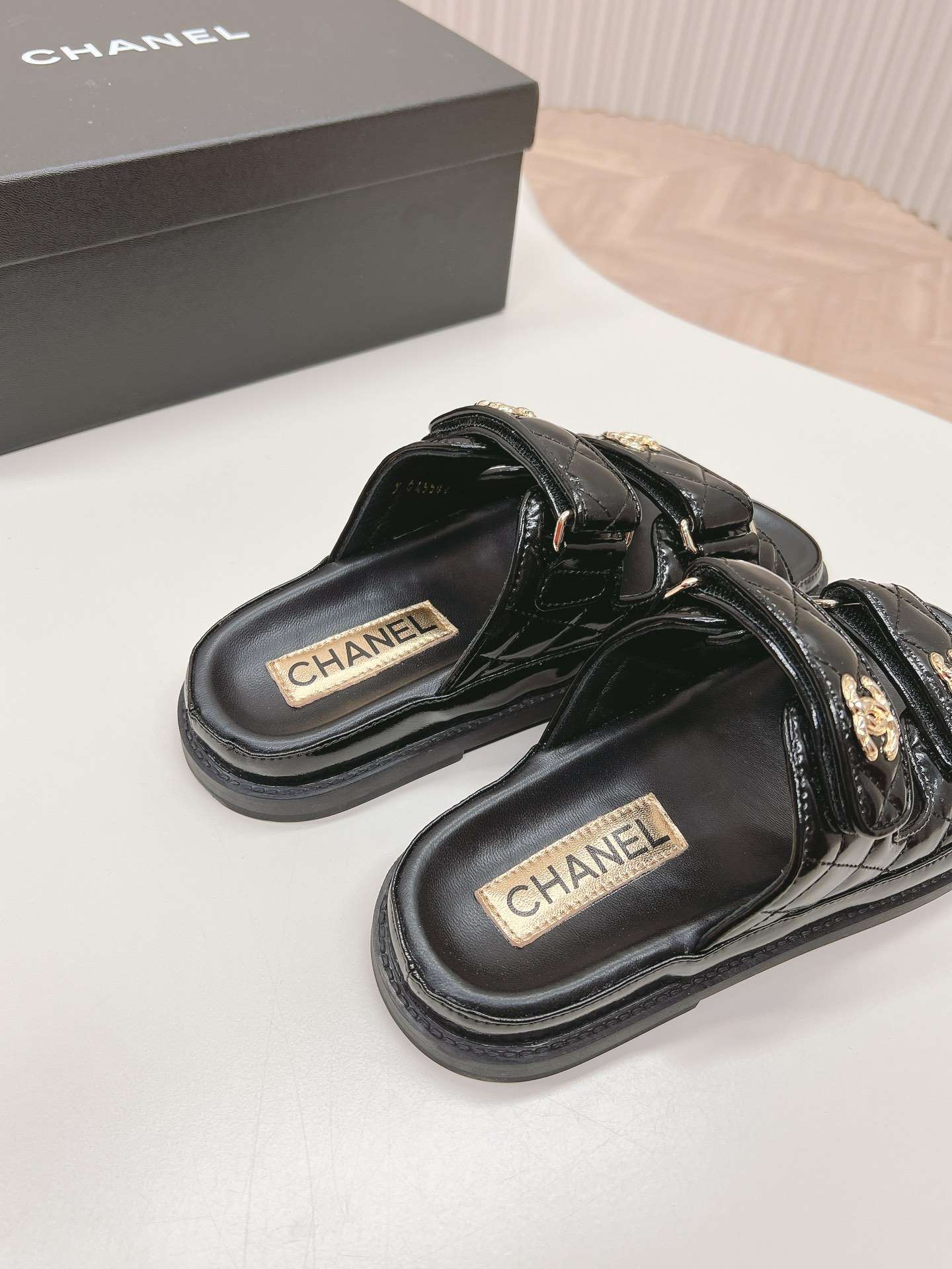 Ch**el Sandals With Ch**el Logo Black For Women