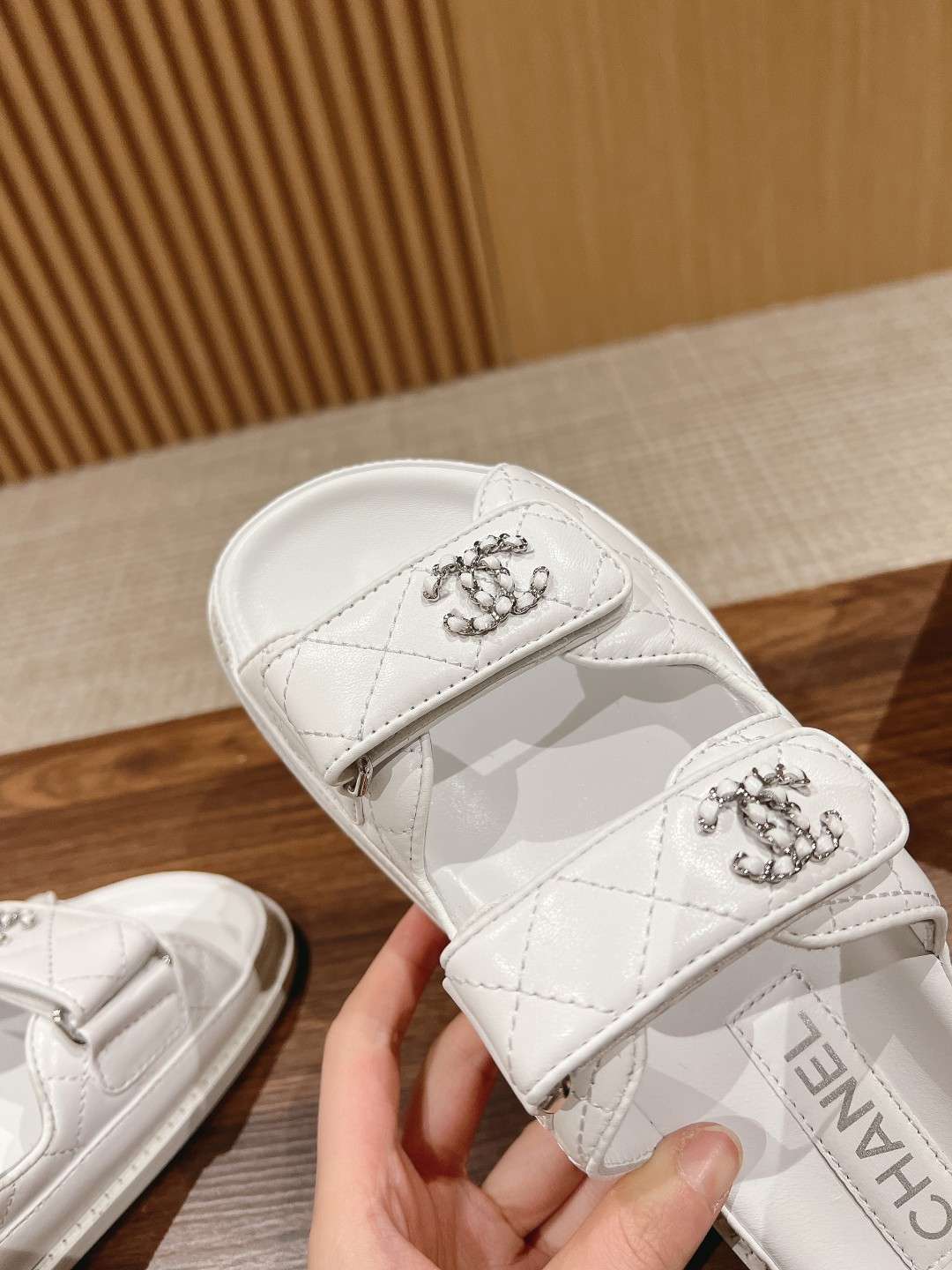 Ch**el Sandals With Ch**el Logo White For Women
