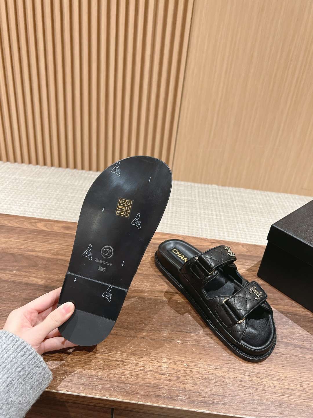 Ch**el Sandals With Ch**el Logo Black For Women