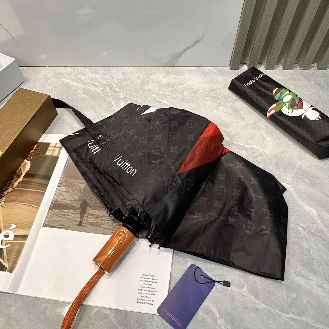 L0vis Vvtt0n Automatic Folding Umbrella Black