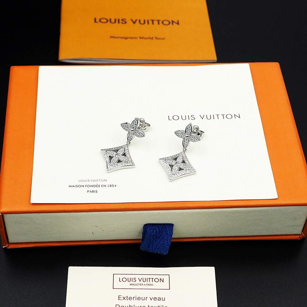 L0vis Vvtt0n D1am0nd Floral Earrings Silver For Women