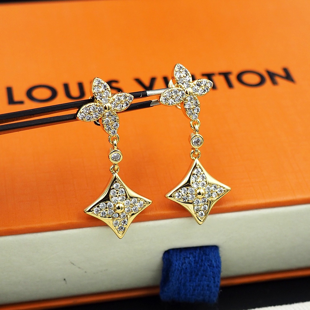 L0vis Vvtt0n D1am0nd Floral Earrings Gold For Women