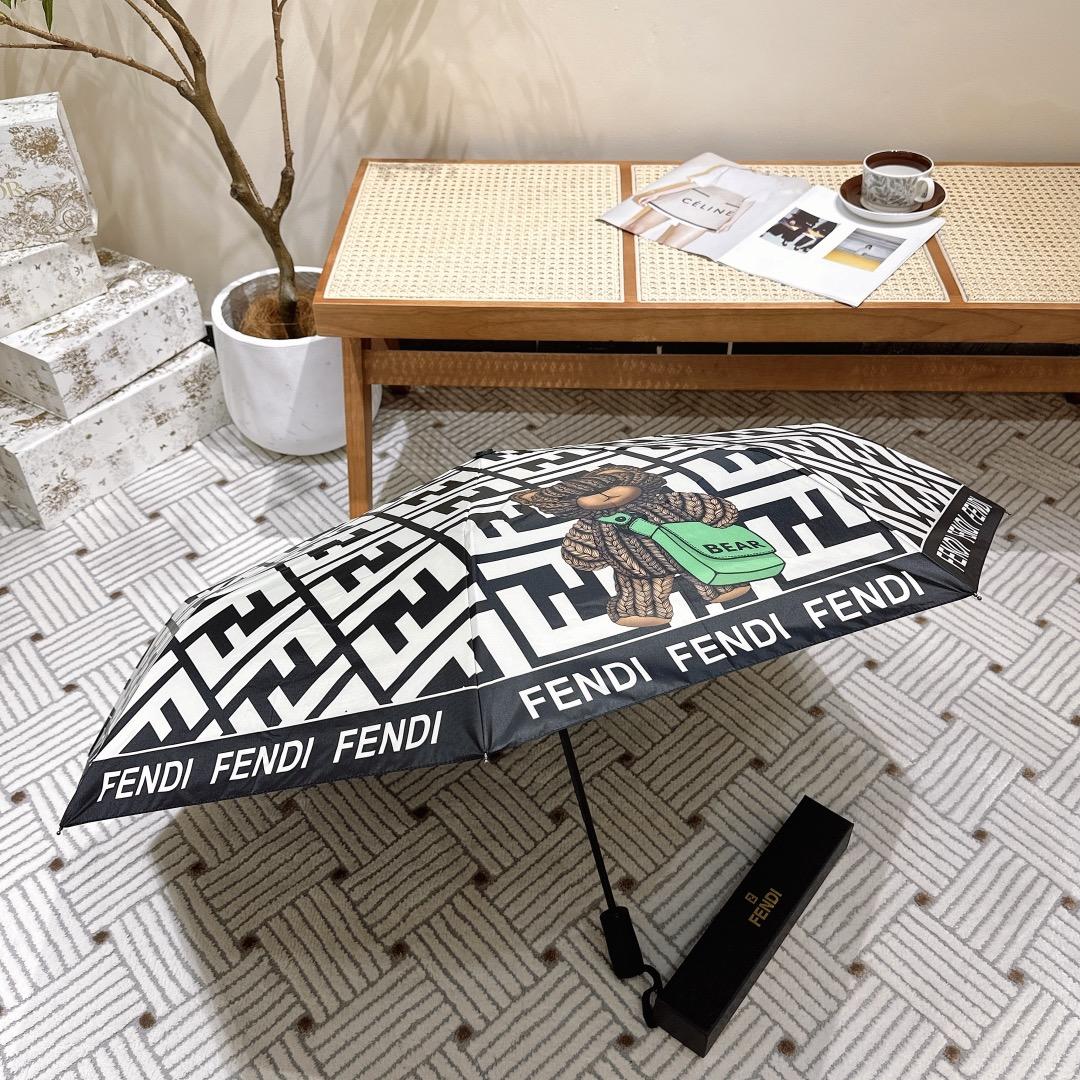 F**di Logo Compact Umbrella White