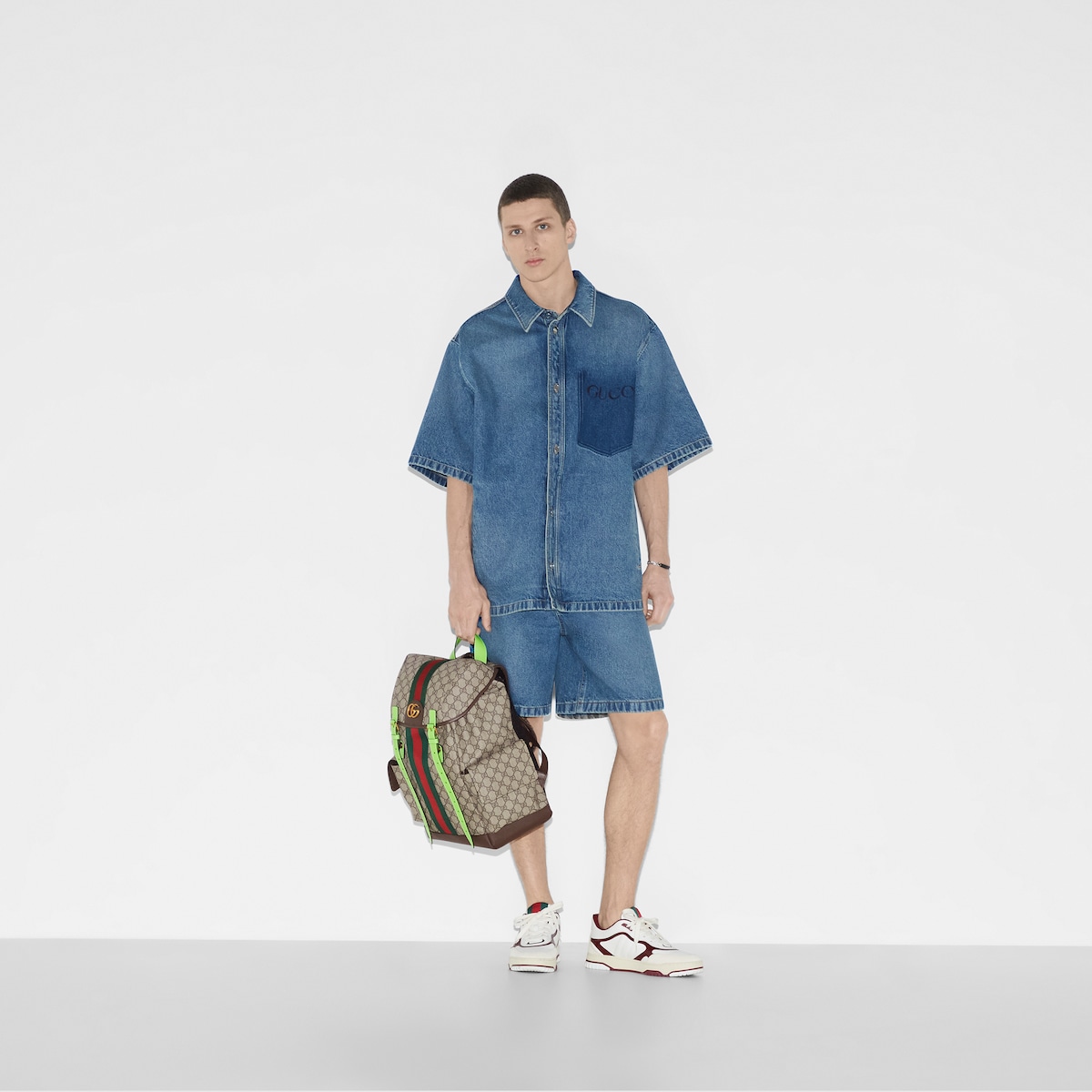 Gvc*1 Ophidia Medium Backpack Beige For Men 15.7 in/ 40 cm 598140 FADEB 9750