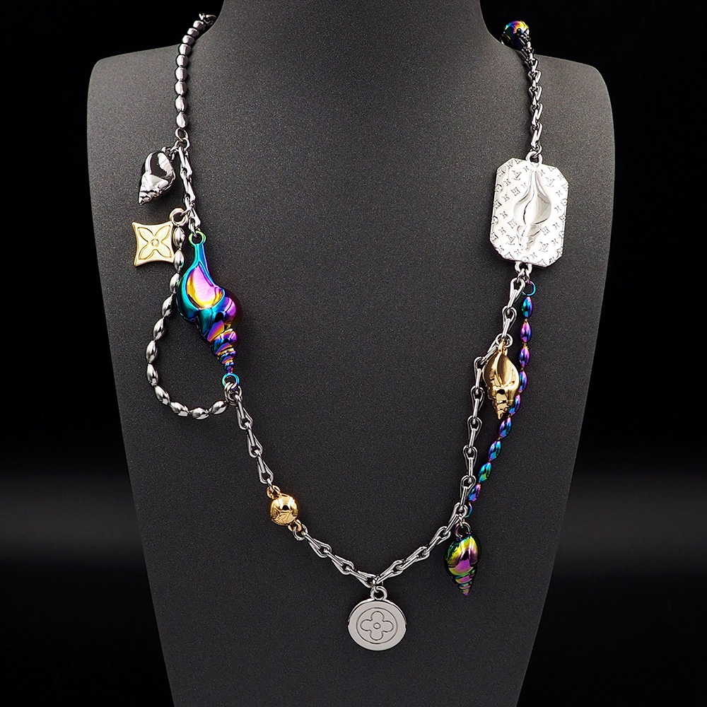 L0vis Vvtt0n Shell Necklace Silver For Men