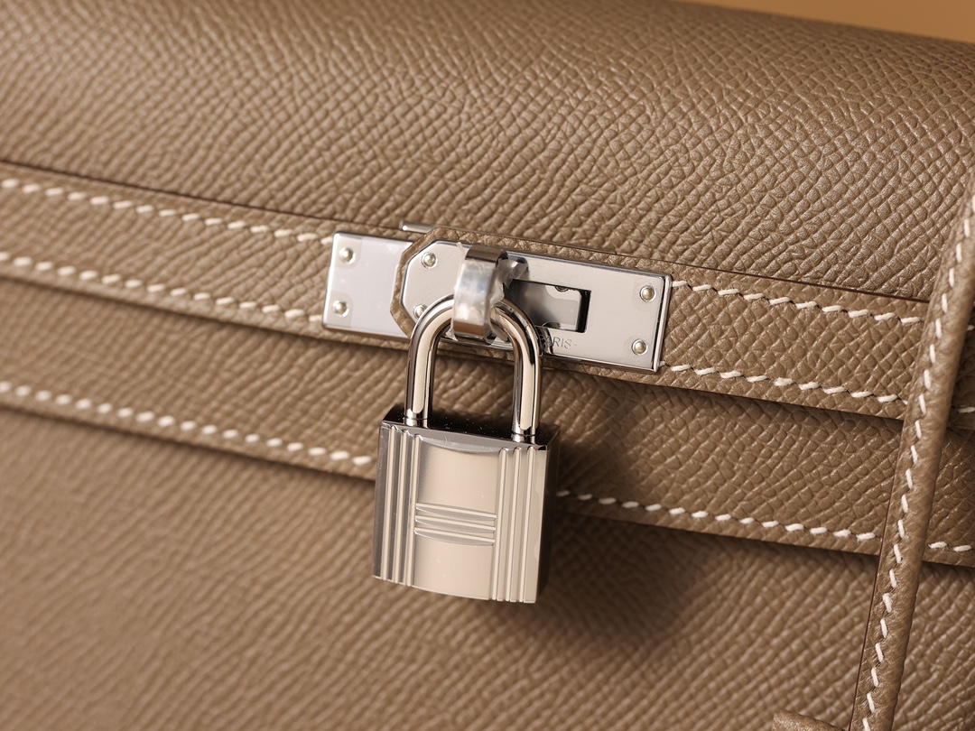 H**me5 Kelly Epsom Silver Tone Lock Bag Grey For Women 9,8in/25cm