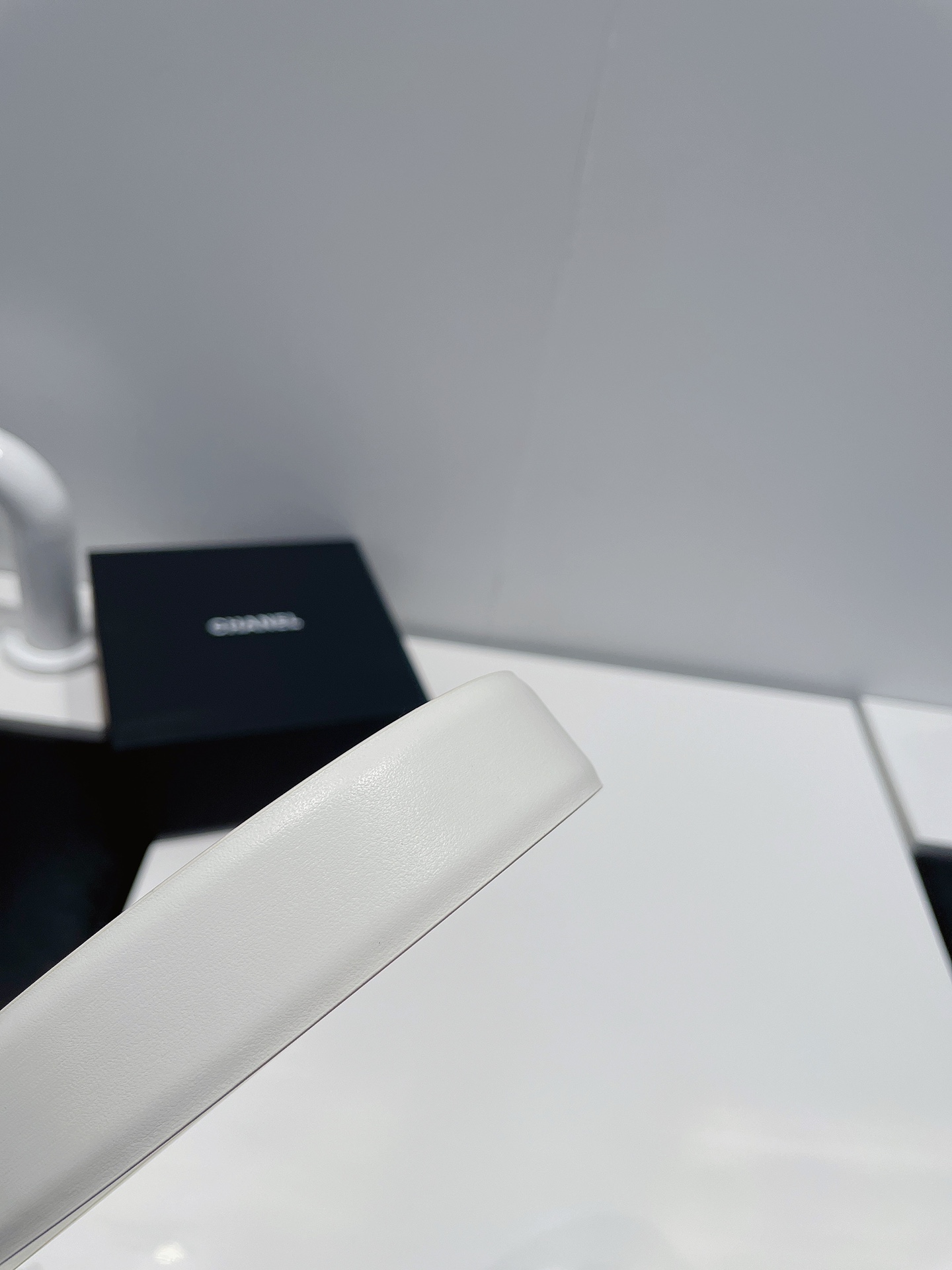 Ch**el Two Color Pearl Interlocking C Buckle Belt White For Women