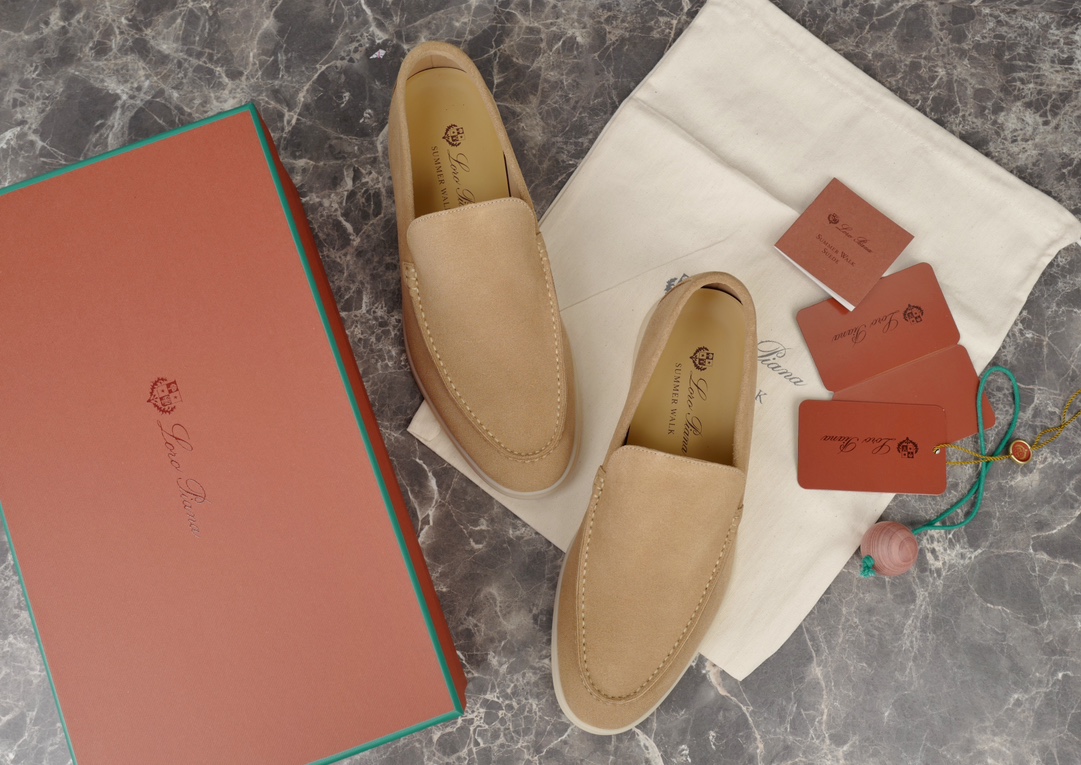 L0r0 P1ana Summer Walk Loafers Light Wood Smoke For Men FAE8124_H755