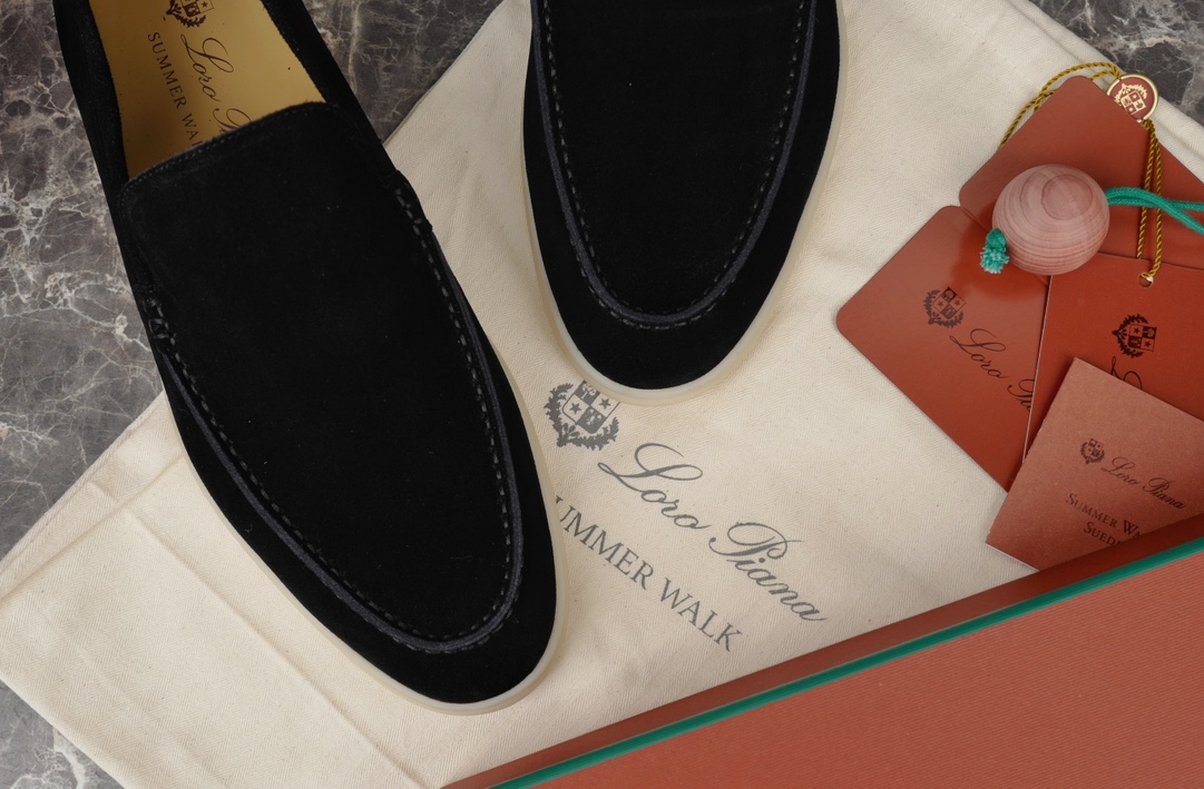 L0r0 P1ana Summer Walk Loafers Black For Men FAE8124