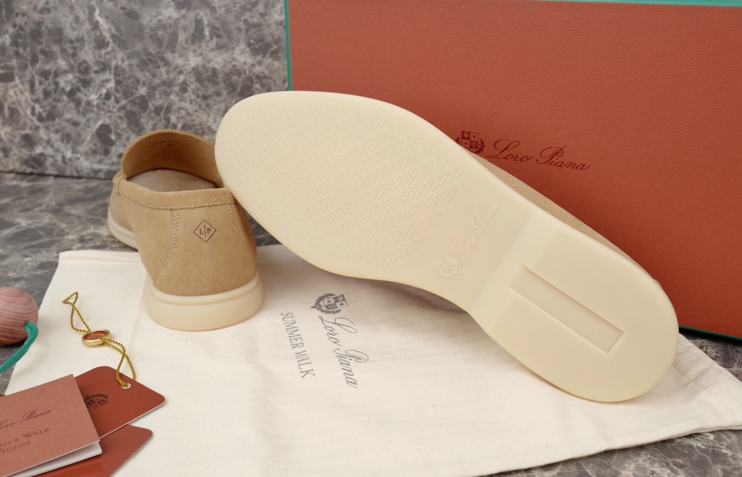 L0r0 P1ana Summer Walk Loafers Light Wood Smoke For Men FAE8124_H755