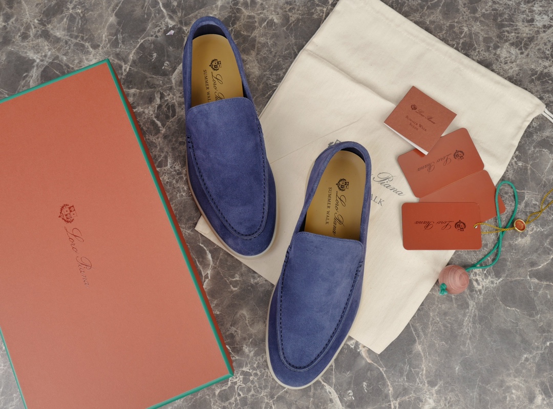 L0r0 P1ana Summer Walk Loafers Blue For Men FAE8124