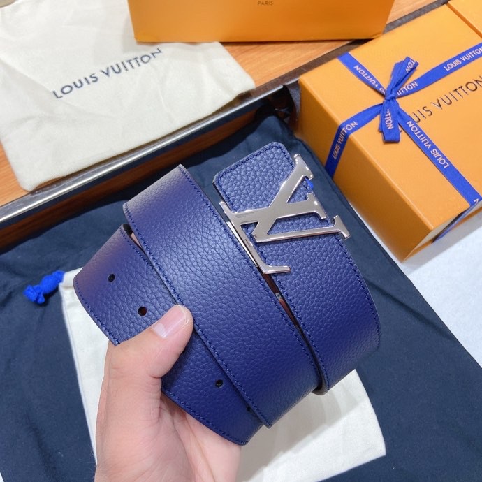 L0vis Vvtt0n Silver Tone Buckle LV Iconic Belt Dark Blue For Women