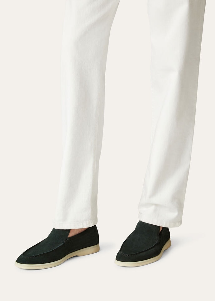 L0r0 P1ana Summer Walk Loafers Dark Green For Men FAI3276