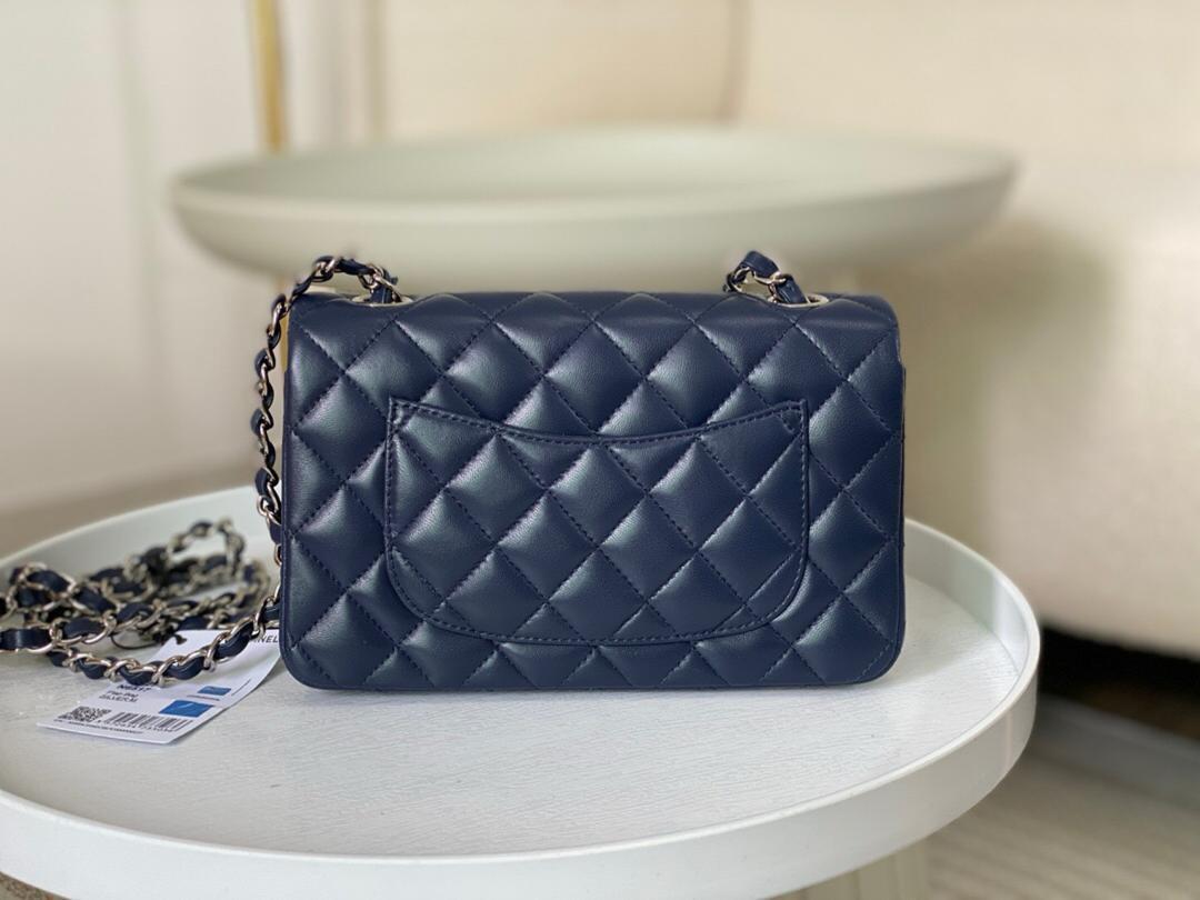 Ch**el Classic Handbag Navy Blue For Women, Women’s Bags, Shoulder And Crossbody Bags 10.2in/20cm A01112