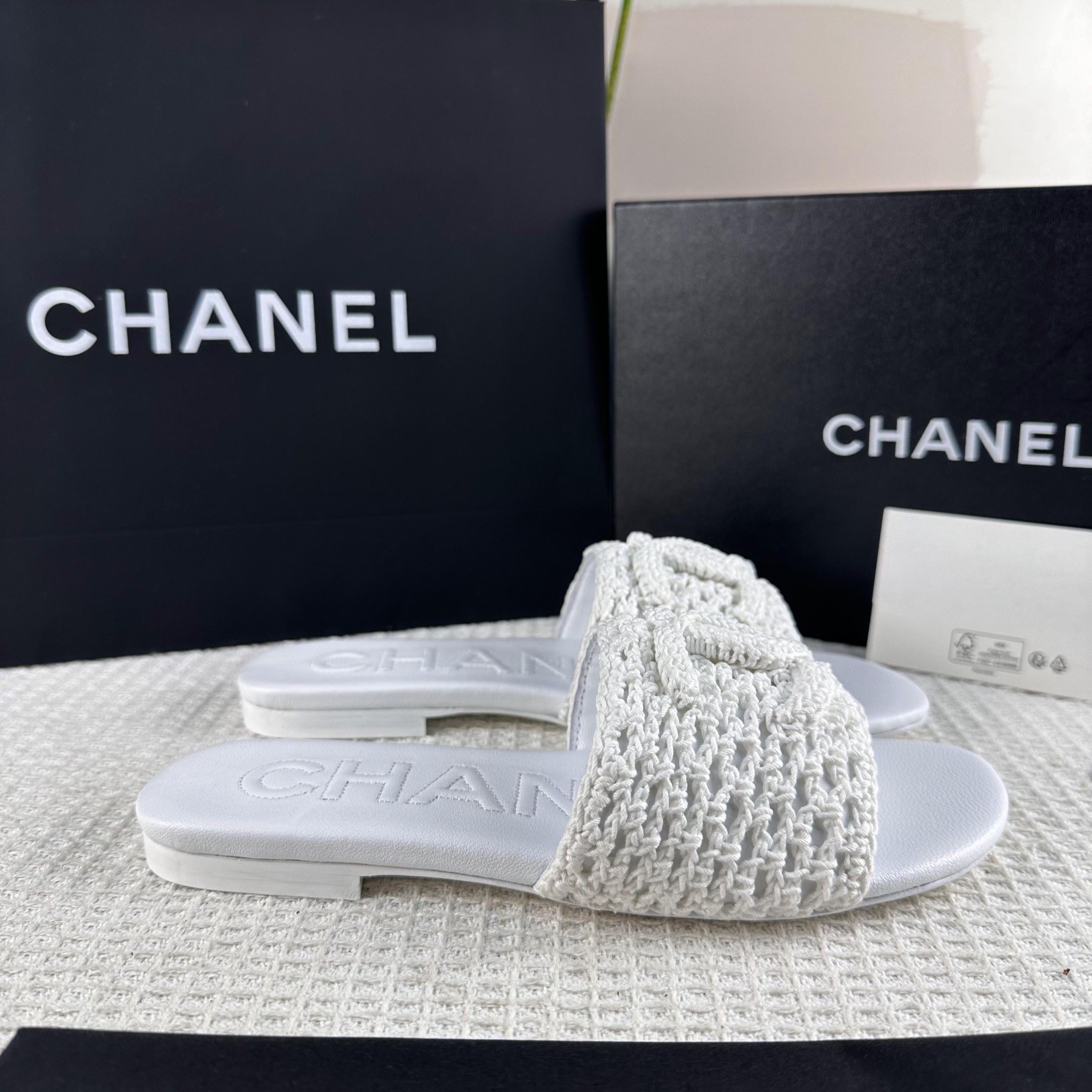 Ch**el Mules Sandals White For Women G45516 B16073 NW158