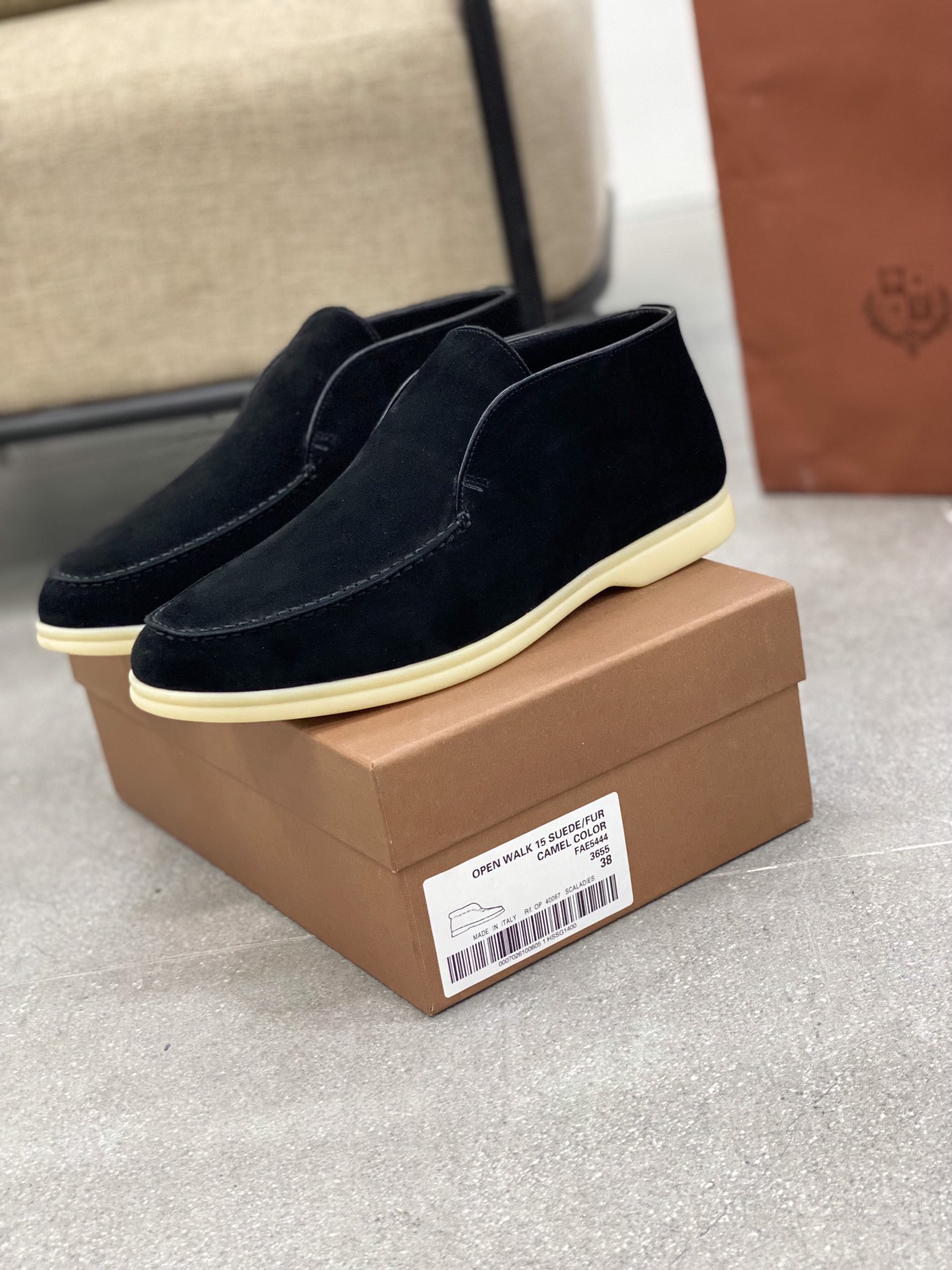 L0r0 P1ana Open Walk Boots Caviar For Women – FAE9959 MB97