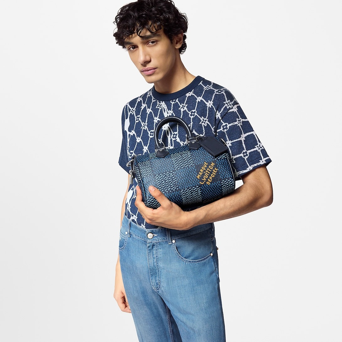 L0vis Vvtt0n Speedy 25 Bandoulière Bag Blue For Men N40691 9.8in/25cm