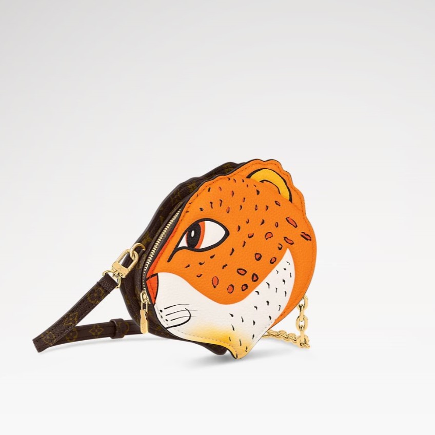 L0vis Vvtt0n Wallet On Chain Leopard Orange For Women M11306 5.9in/15cm