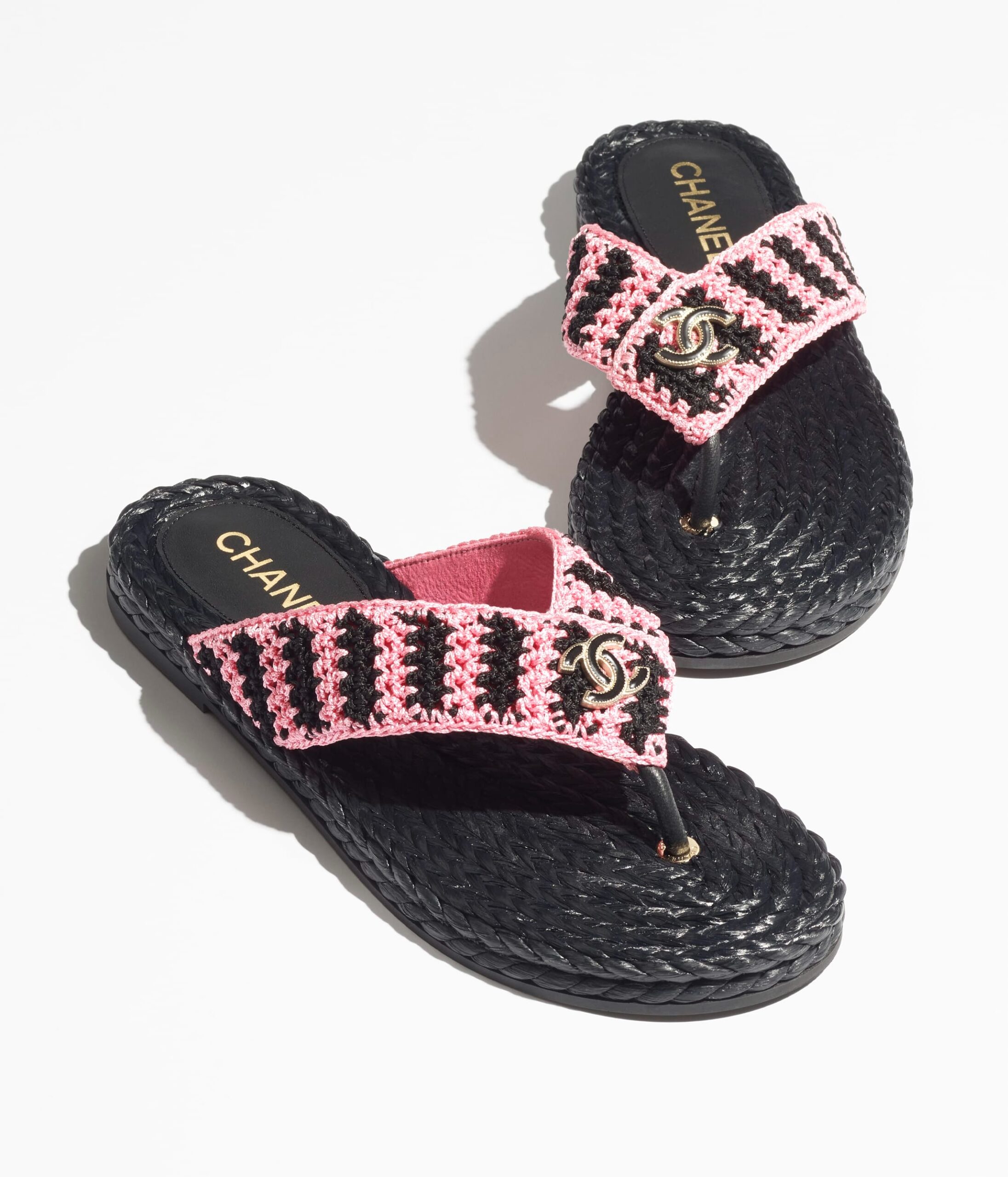 Ch**el Flip-Flops Black And Pink For Women G45595 B16074 NW162
