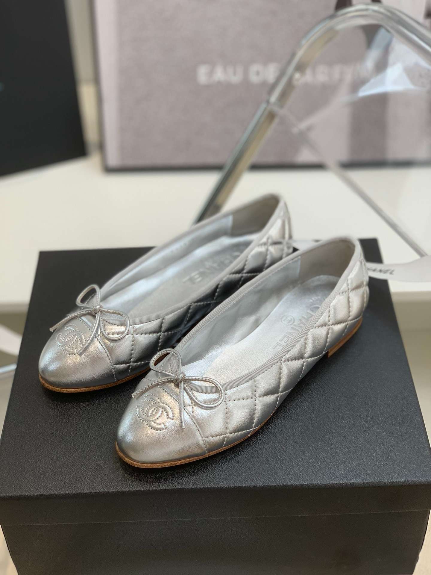 Ch**el Ballet Flats Silver For Women