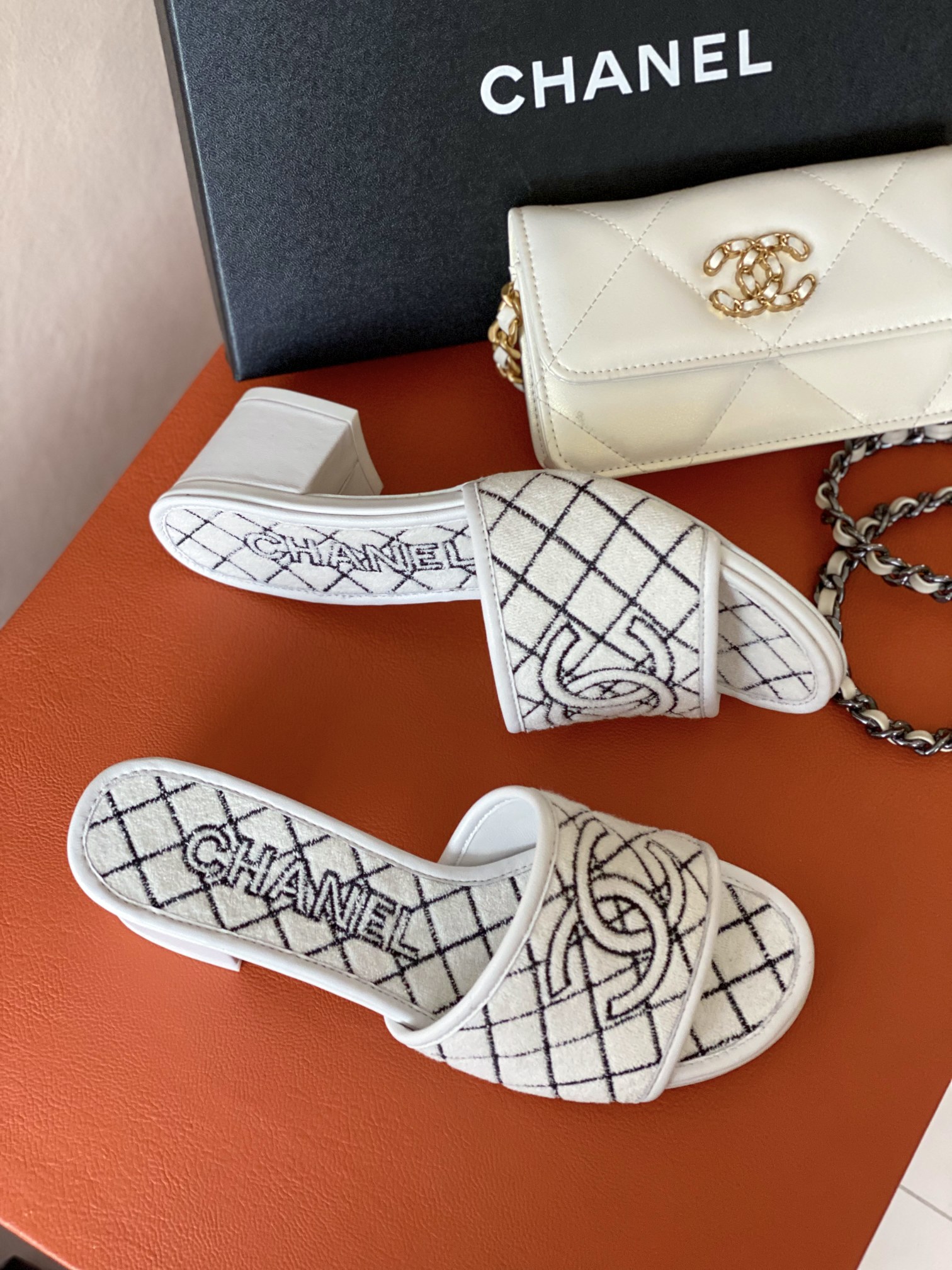 Ch**el Sandals White For Women 1.77in/4.5cm