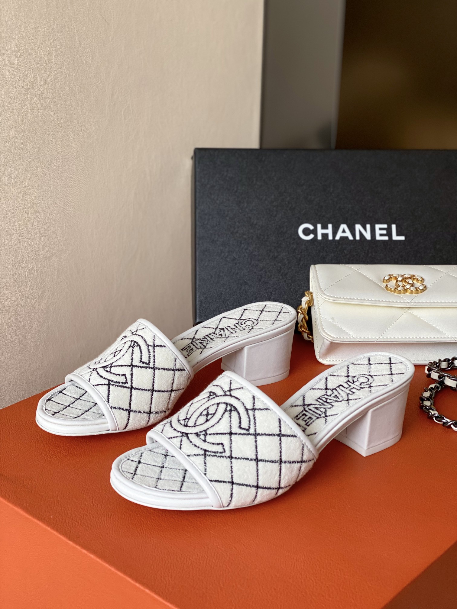 Ch**el Sandals White For Women 1.77in/4.5cm