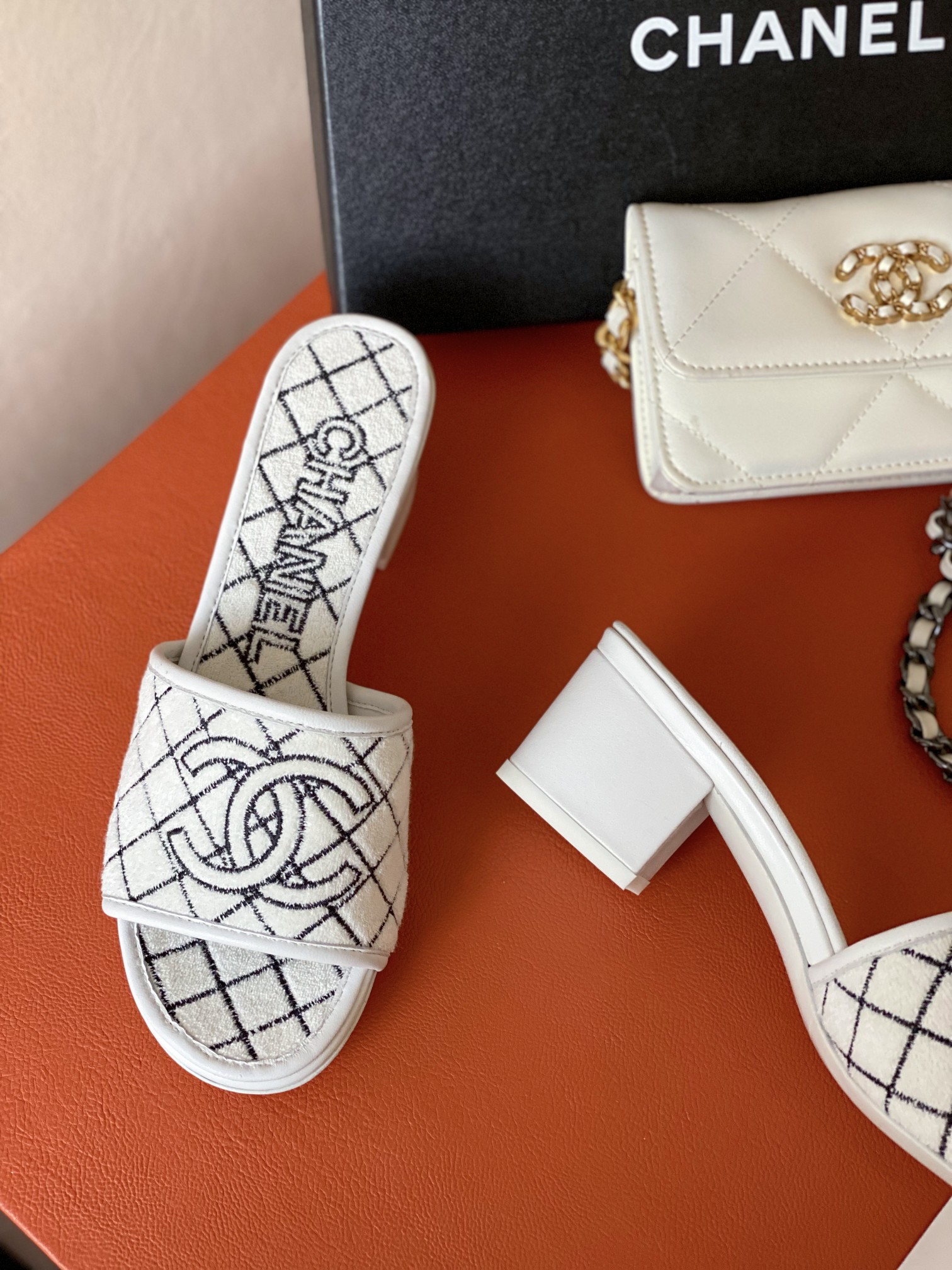 Ch**el Sandals White For Women 1.77in/4.5cm