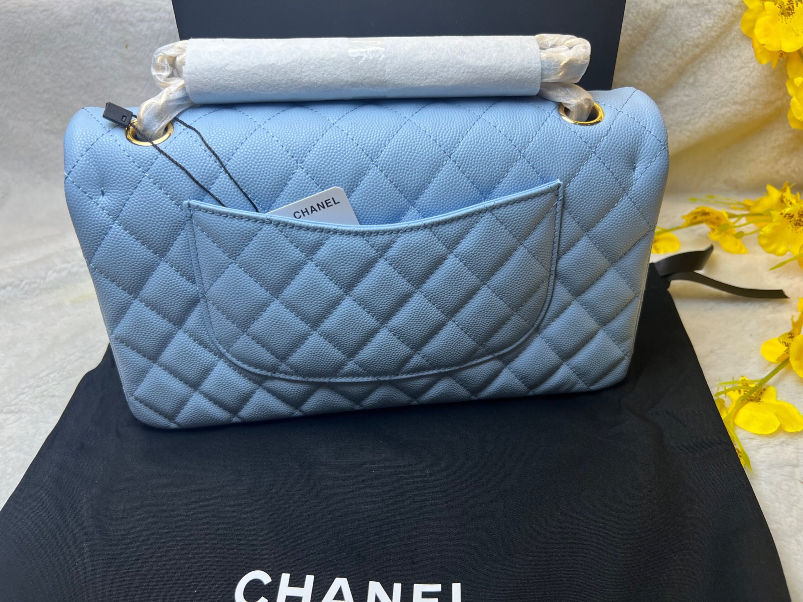 [True-to-ORIGINAL] Ch**el Classic Double Flap Bag Light Blue For Women 25cm/10in