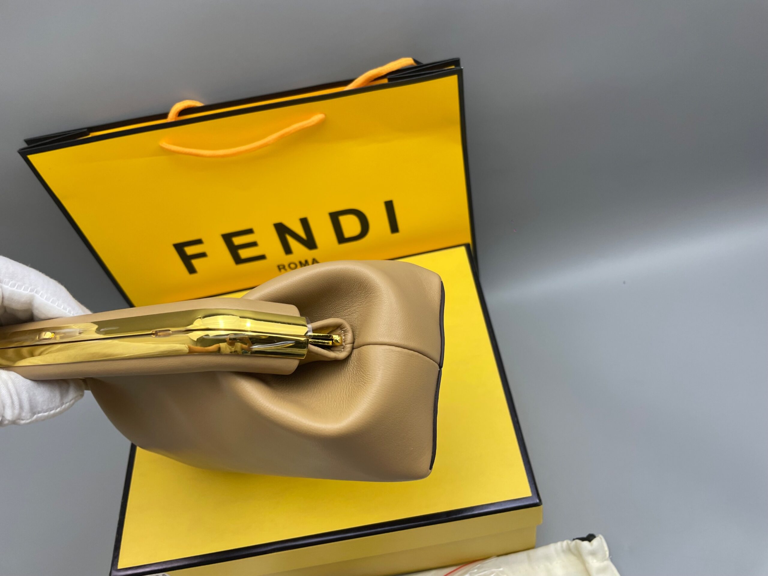 [True-to-ORIGINAL] F**di First Small Bag Beige For Women