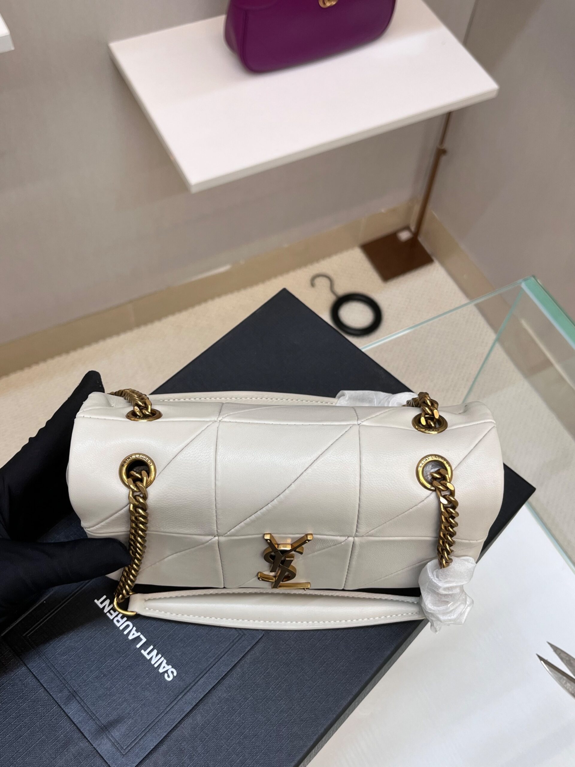 [True-to-ORIGINAL] Sa1nt Lau*nt Jamie Small Chain Bag White For Women 7.8in/20cm