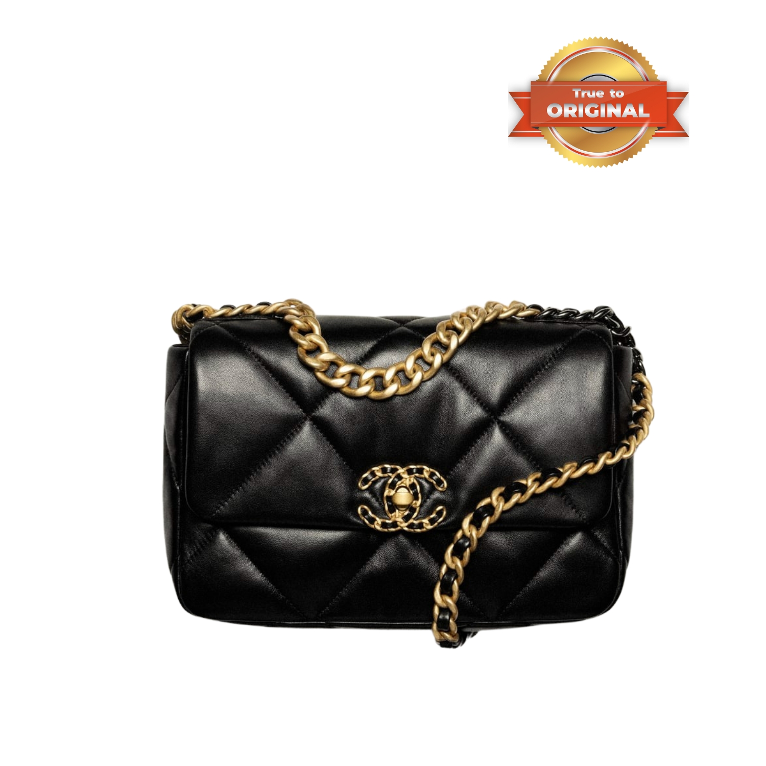 [True-to-ORIGINAL] Ch**el 19 Handbag Black For Women 26cm/10.1in AS1160 B04852 94305