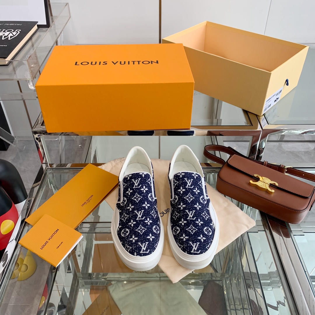 L0vis Vvtt0n Women’s Trocadero Slip On Dark Blue For Women LV