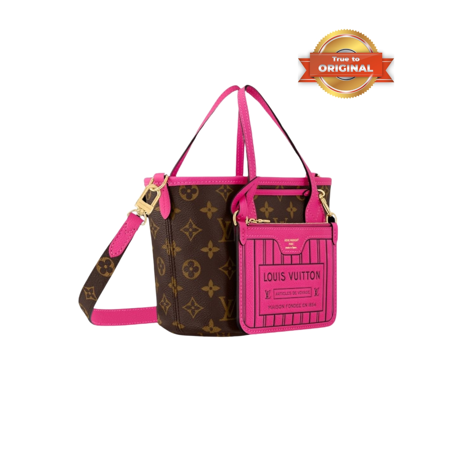 [True-to-ORIGINAL] L0vis Vvtt0n Neverfull Bandoulière Inside Out BB Rose For Women 24cm/9.4in – M12106