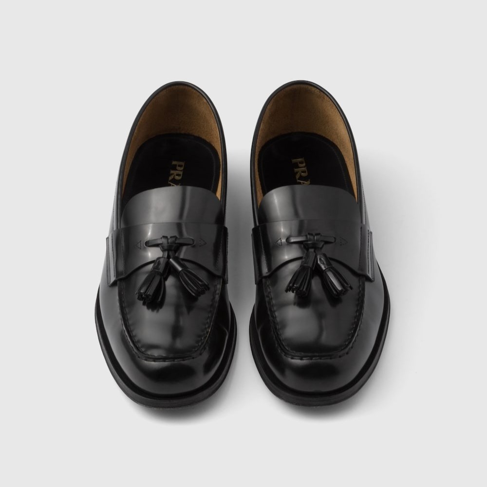 Pra*a Brushed Leather Loafers Black For Men 2DB214_055_F0002_F_C000